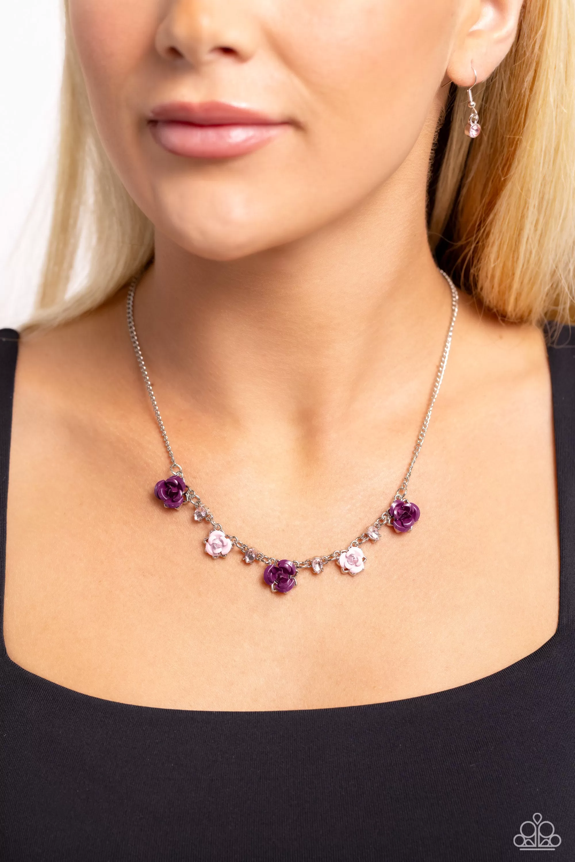 Paparazzi Strike a ROSE Purple Necklace & Earring Set