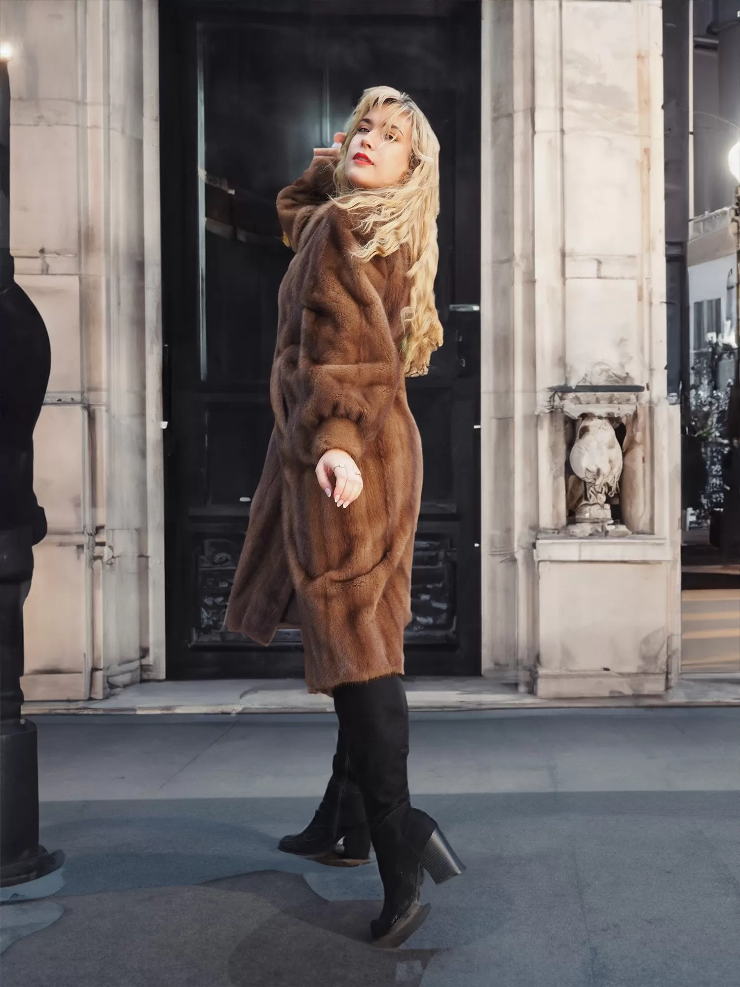 Pastel Autumn Haze Brown Mink Fur Coat Coats L