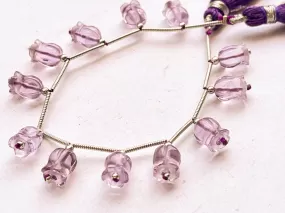 Pink Amethyst flower carving Lily of the valley shape beads