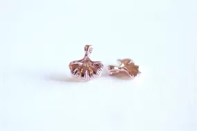 Pink Rose Gold Vermeil Ginkgo Leaf Charm Pendant- 18k gold over Sterling Silver Small Gingko Leaves Charm, Fan Leaf Petal Charm, 296