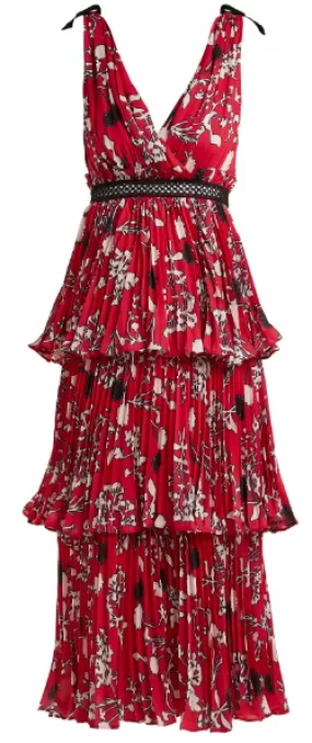 Pleated Floral Midi Dress