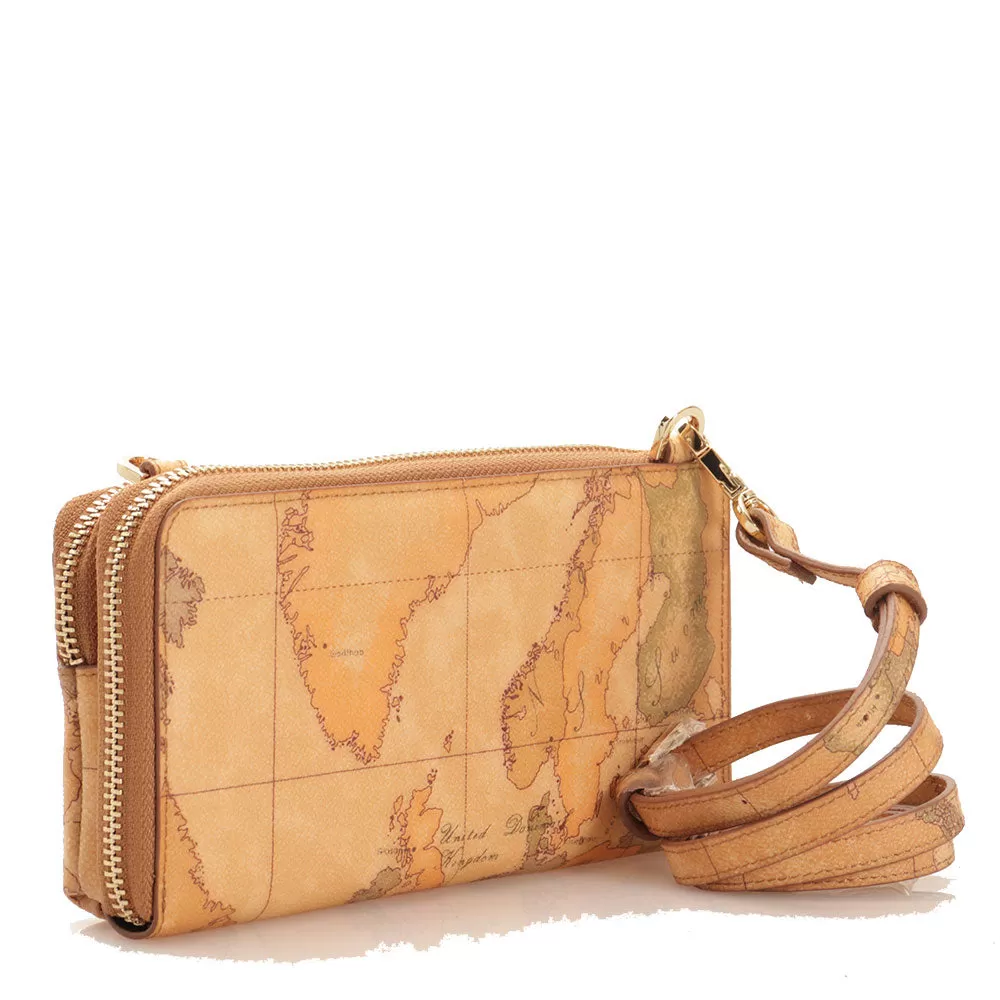 Pochette con Porta Telefono 1A Classe Alviero Martini linea Geo Destiny stampa Geo Classic e Castagna PM25