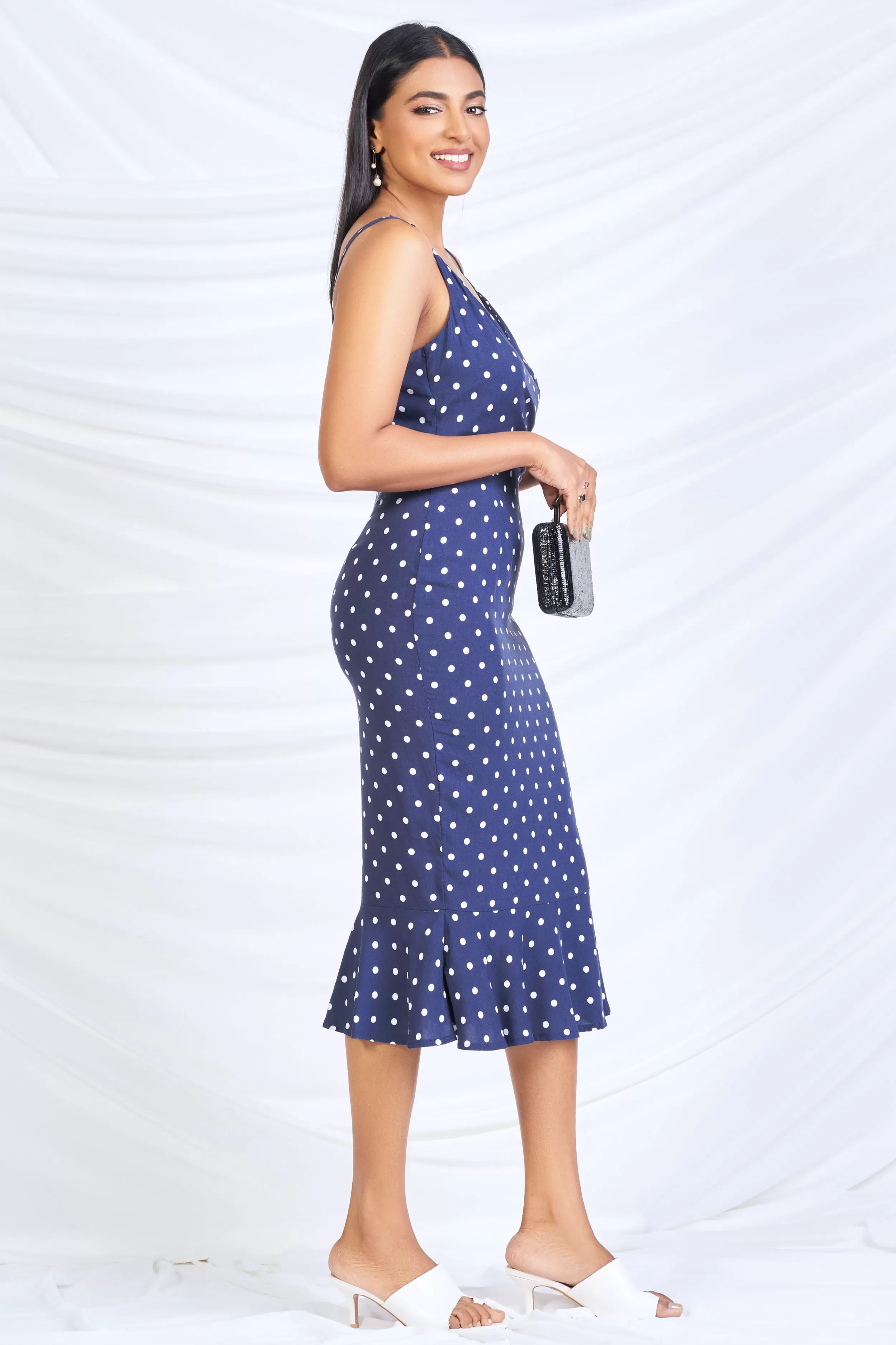 Polka Dot Midi Dress - Slim fit