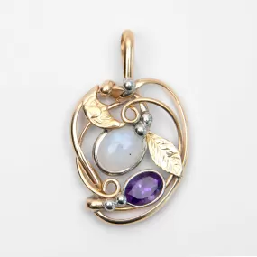 Rainbow Moonstone & Amethyst - Pendant