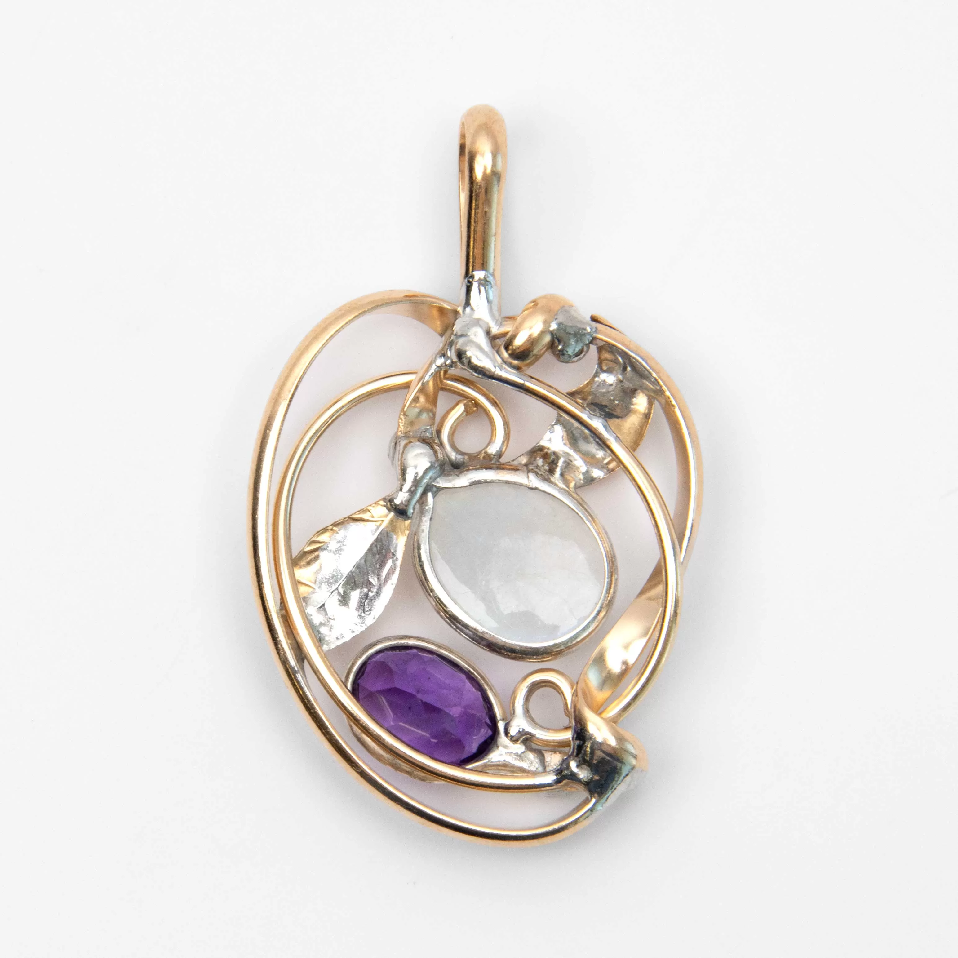 Rainbow Moonstone & Amethyst - Pendant