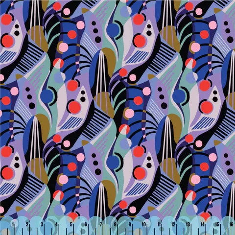 Rayon Challis Fabric in Abstract Dreams by Cloud9