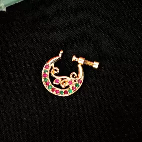 Red-Green Gold Nose Pin