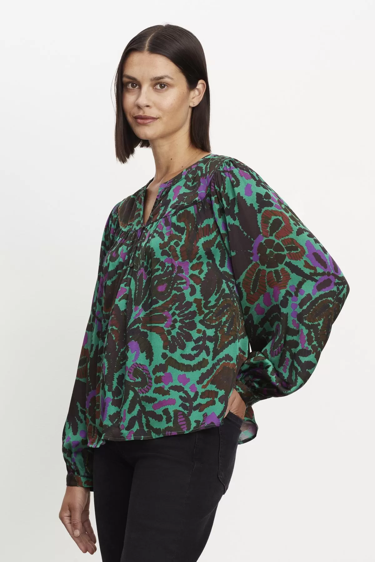 REEVE PRINTED PEASANT BLOUSE