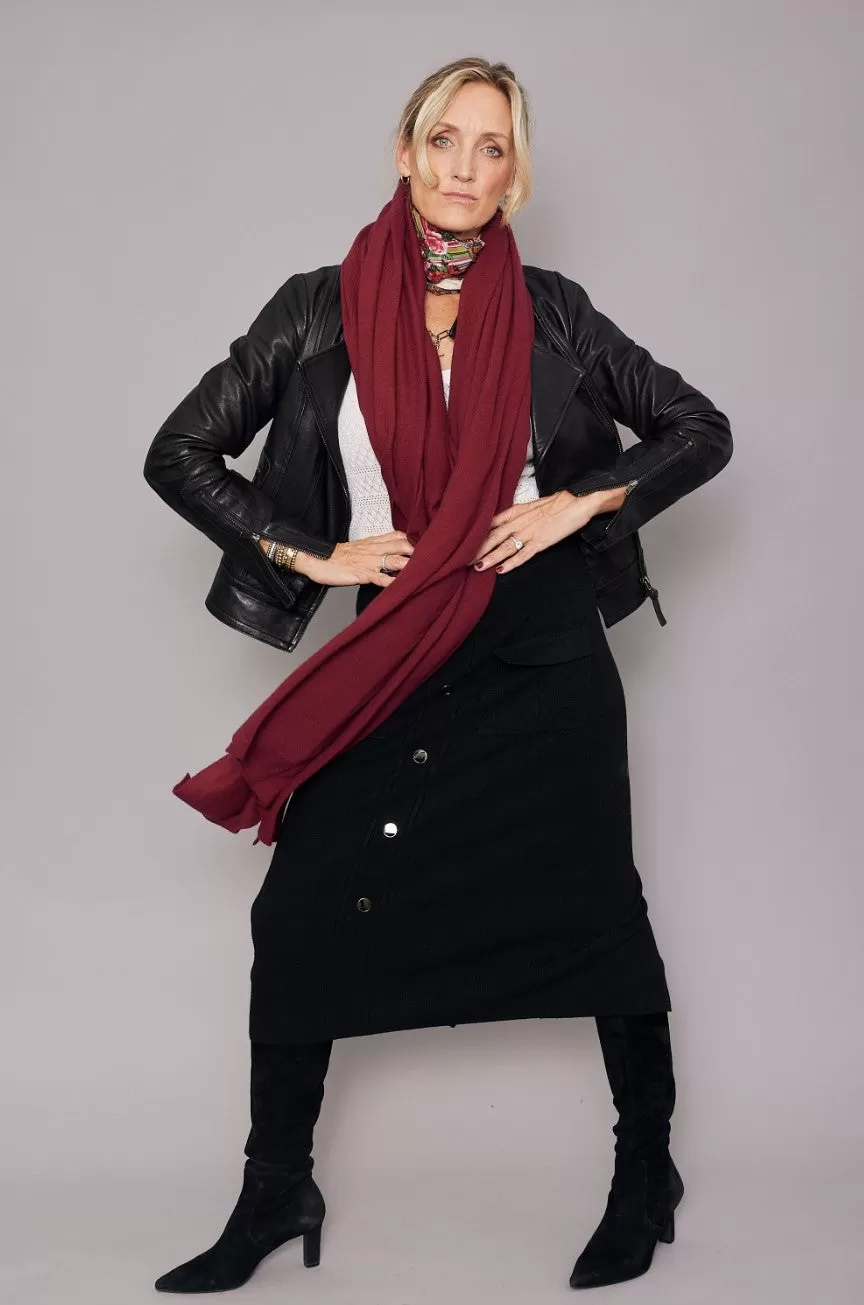 Rich Burgundy Cashmere Blanket Travel Wrap | Beet