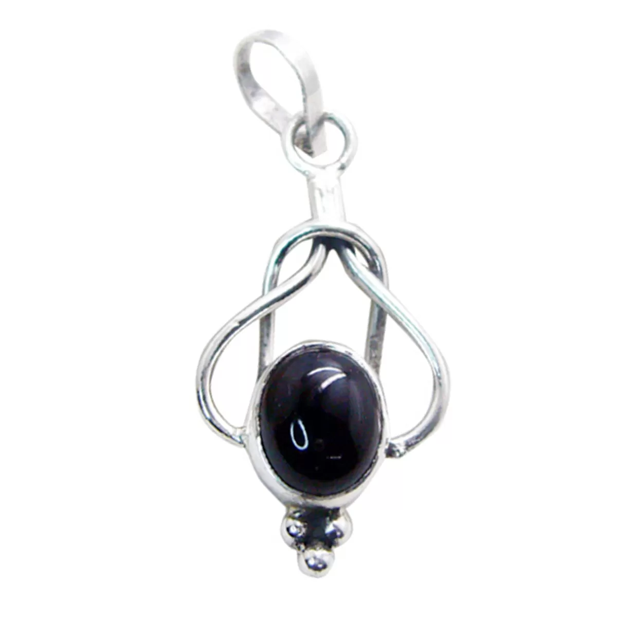 Riyo Attractive Gemstone Oval Cabochon Black Black Onyx 949 Sterling Silver Pendant Gift For Birthday