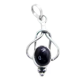 Riyo Attractive Gemstone Oval Cabochon Black Black Onyx 949 Sterling Silver Pendant Gift For Birthday