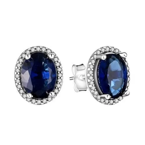 Royale Style CZ Sapphire Stud Earrings - 925 Sterling Silver