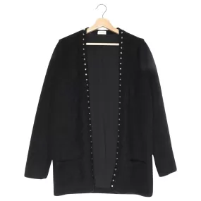 Saint Laurent S16 Black Mohair Knit SIlver Studded Cardigan - XS