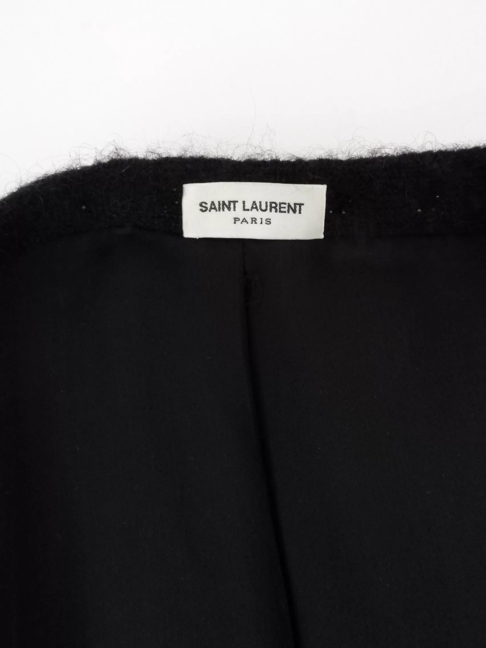 Saint Laurent S16 Black Mohair Knit SIlver Studded Cardigan - XS