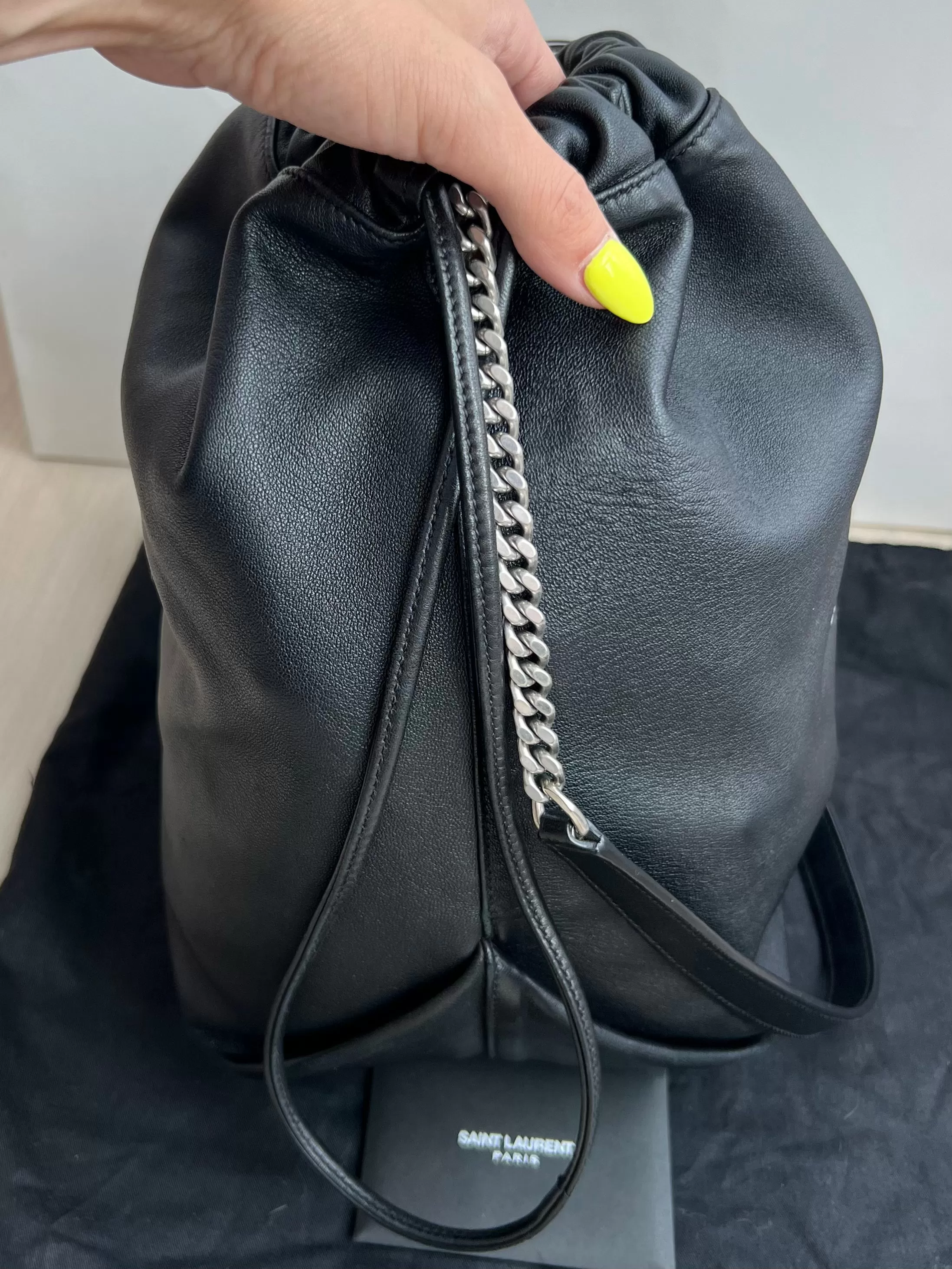 Saint Laurent Teddy Drawstring Bucket Bag