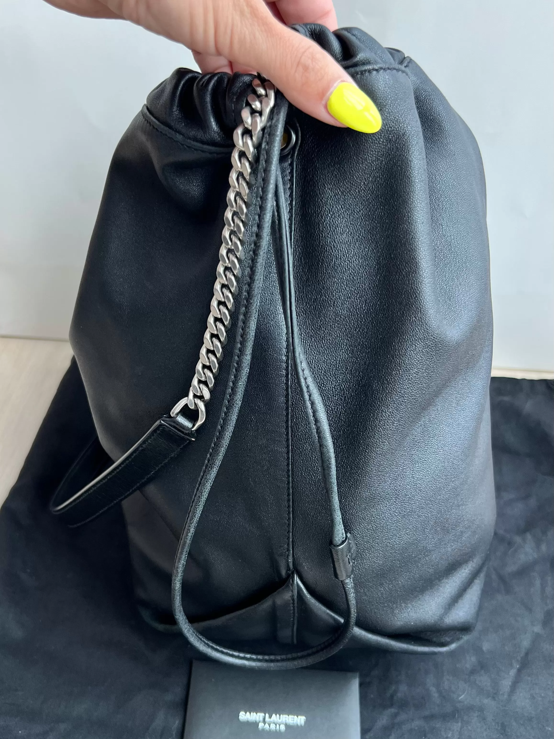 Saint Laurent Teddy Drawstring Bucket Bag