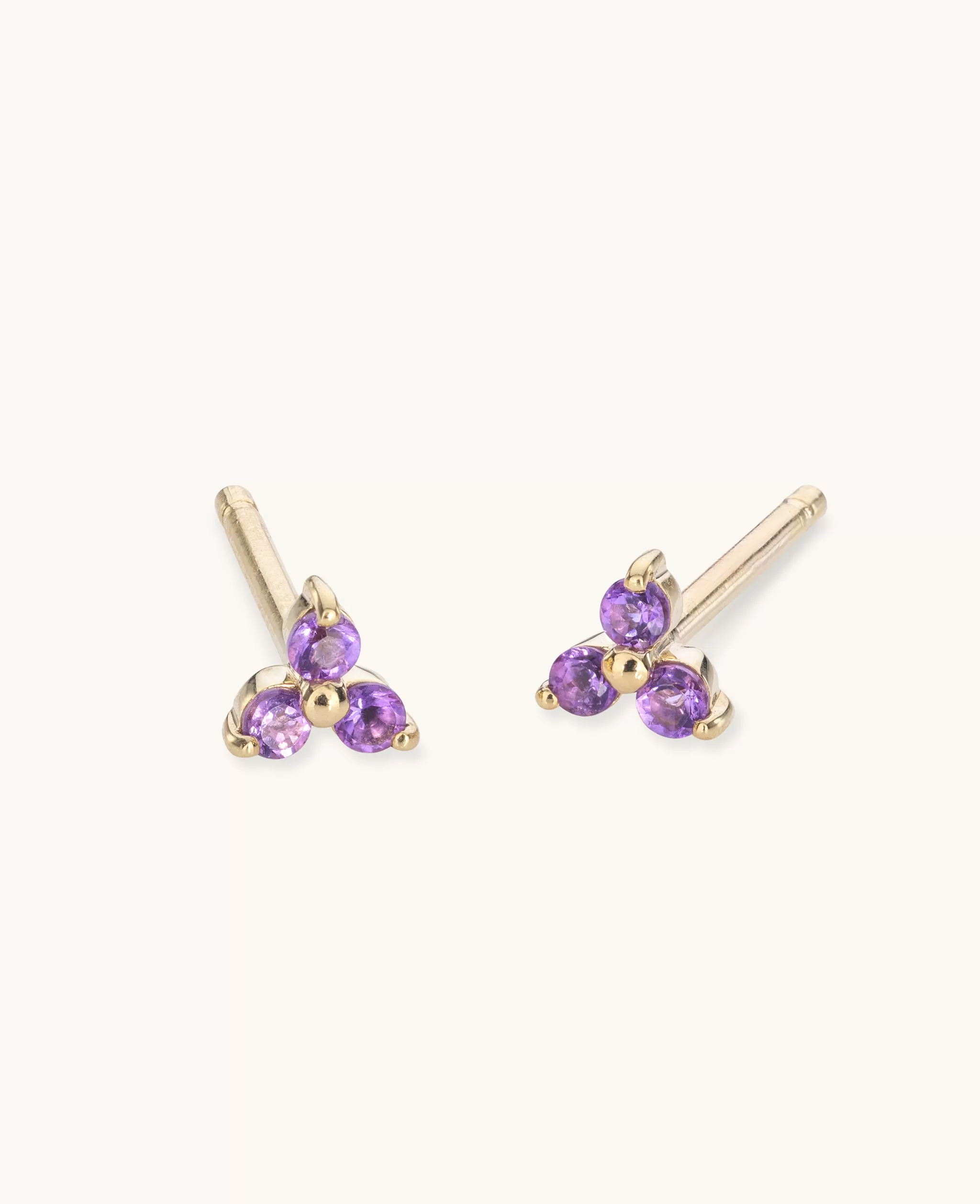 *SAMPLE SALE* 9K Solid Gold Amethyst Mini Fleur Studs