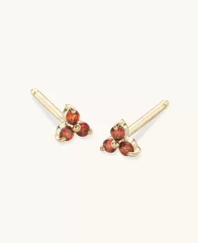 *SAMPLE SALE* 9K Solid Gold Garnet Mini Fleur Studs