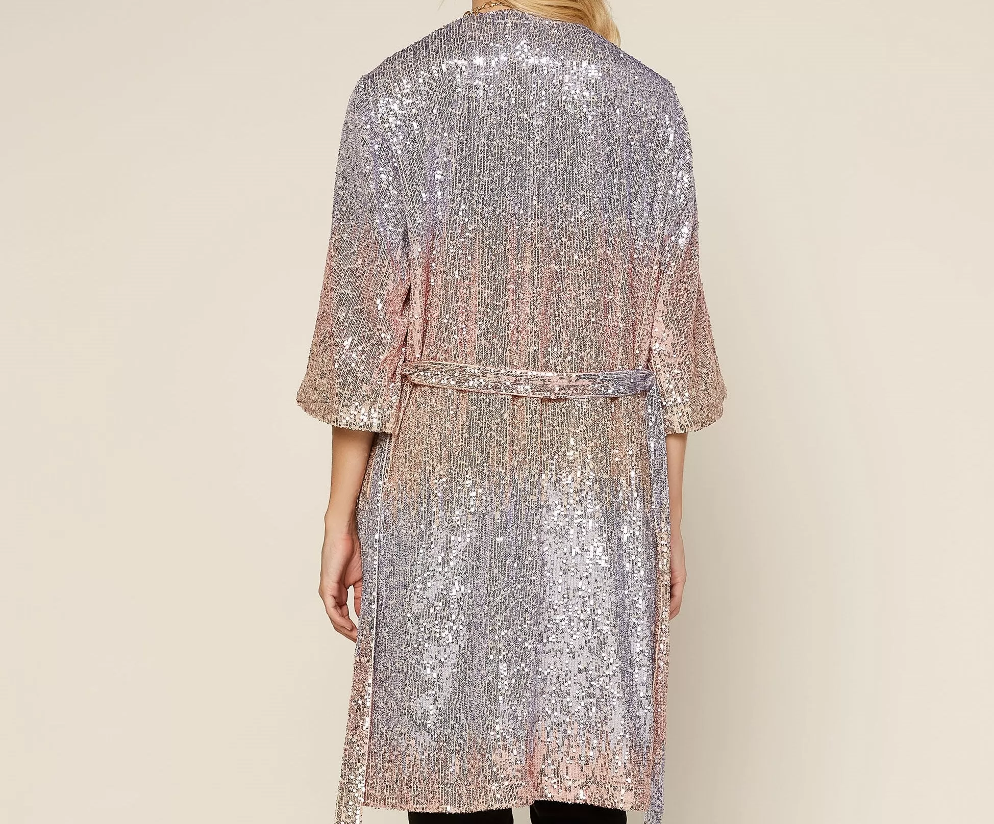 Sequin Ombre Belted Duster