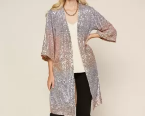 Sequin Ombre Belted Duster