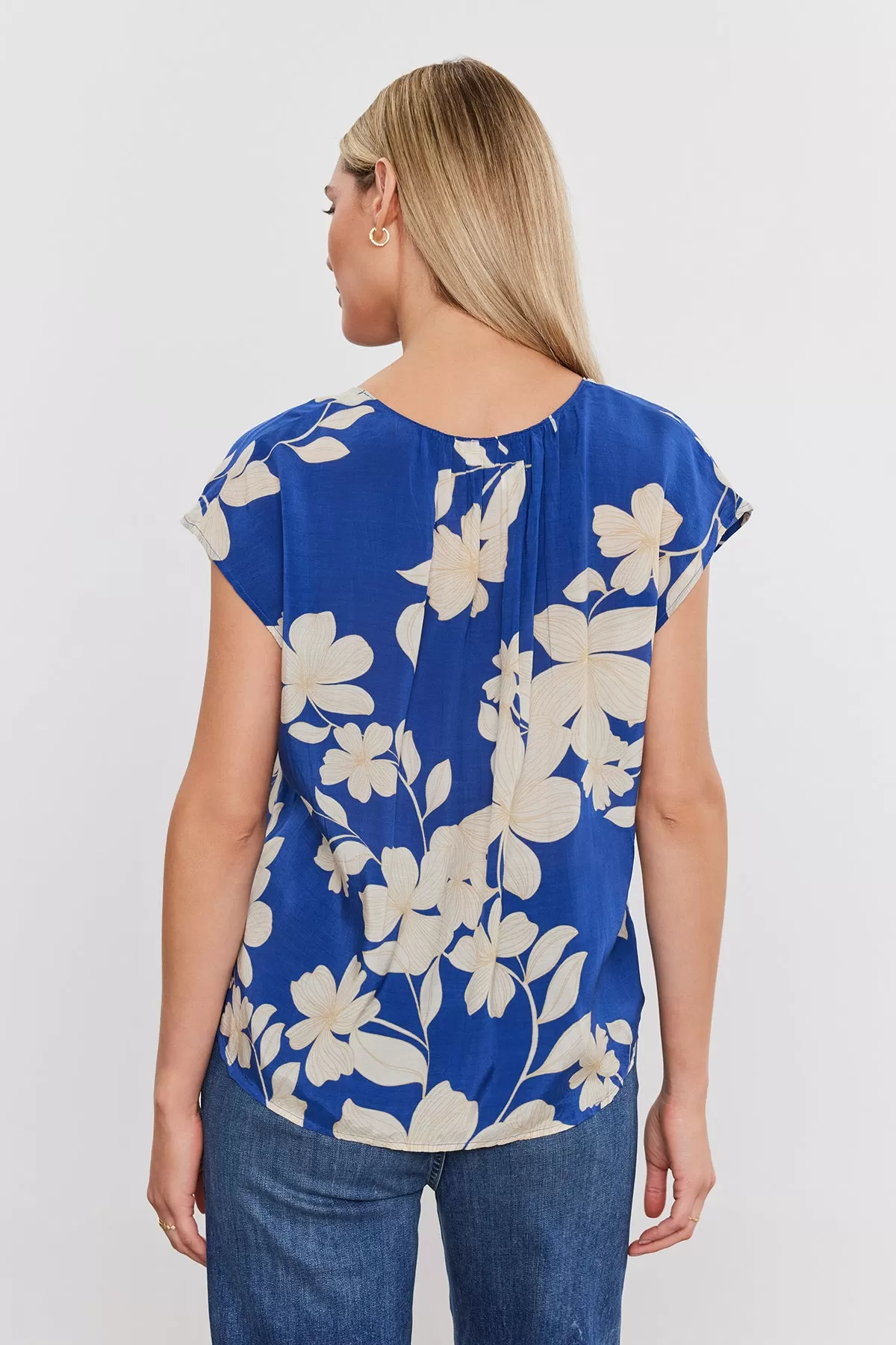 SHAYLEN PRINTED SCOOP NECK TOP