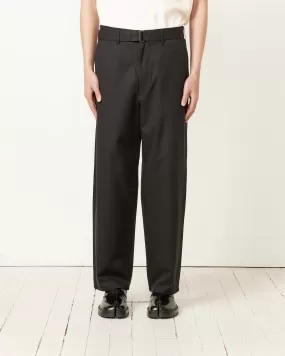 Silk Chambray Belted Pant in Black