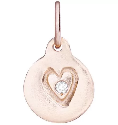 Small Heart Disk Charm With Diamond