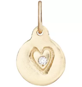 Small Heart Disk Charm With Diamond