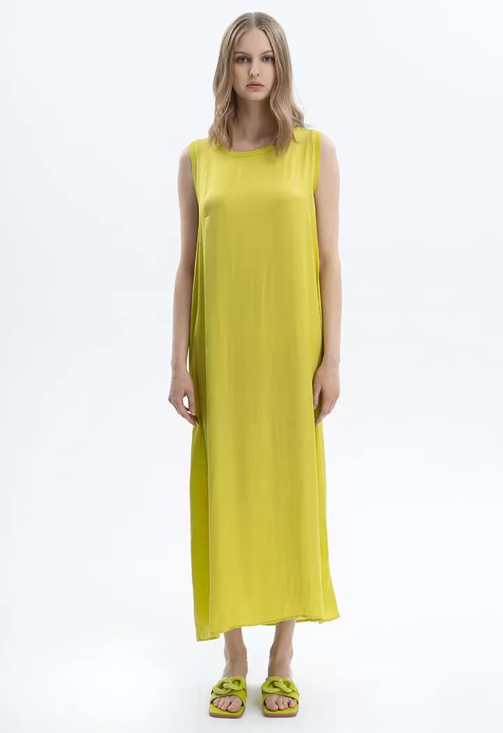 Solid A-line Maxi Sleeveless Dress