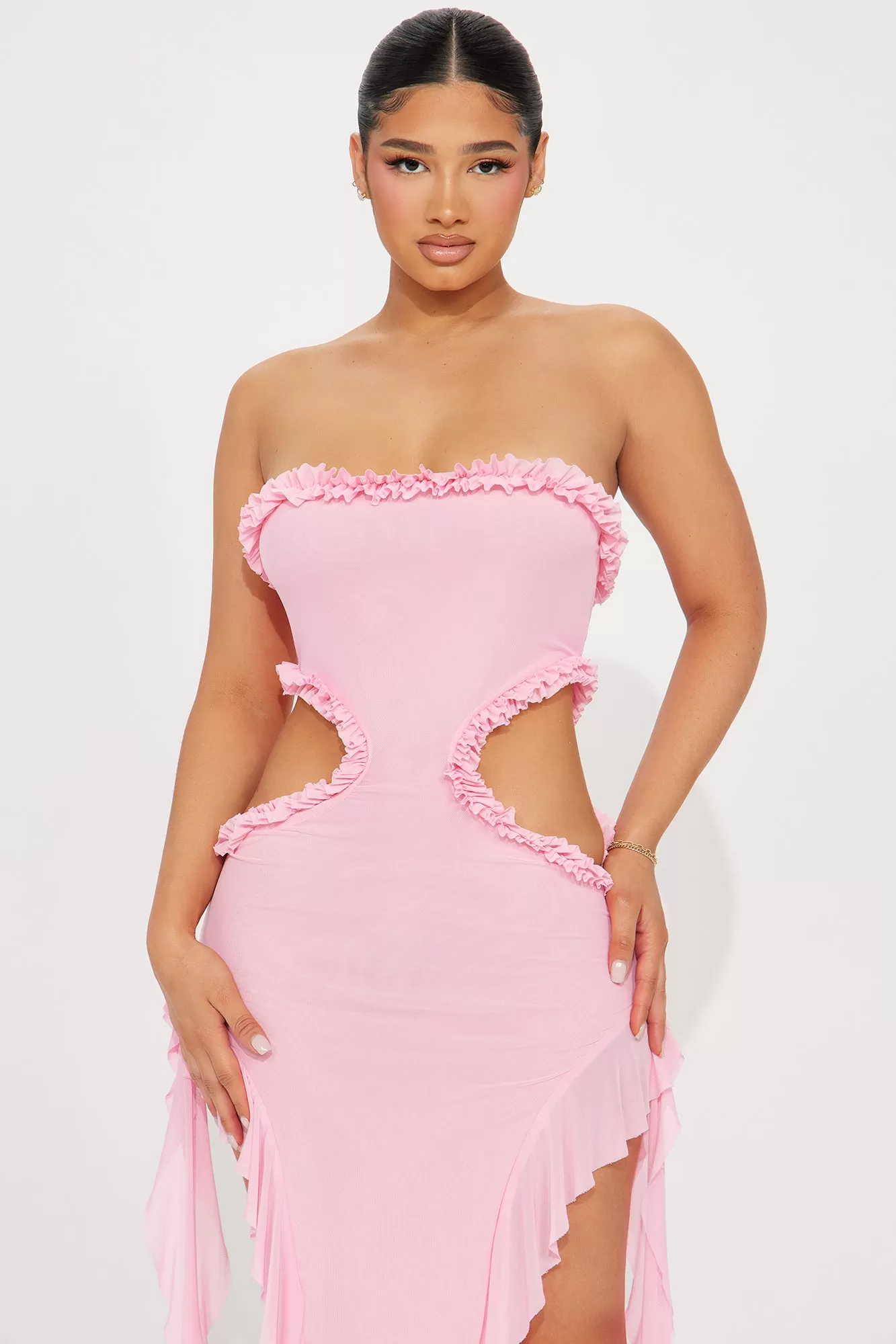 Speaking Of You Mesh Maxi Dress - Pink