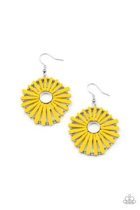 SPOKE Too Soon - Yellow Paparazzi Earrings