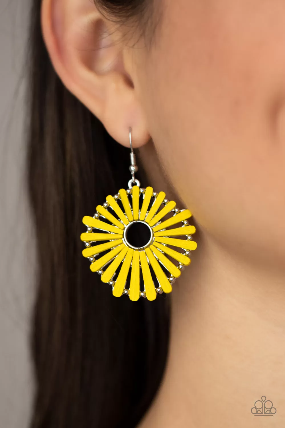 SPOKE Too Soon - Yellow Paparazzi Earrings