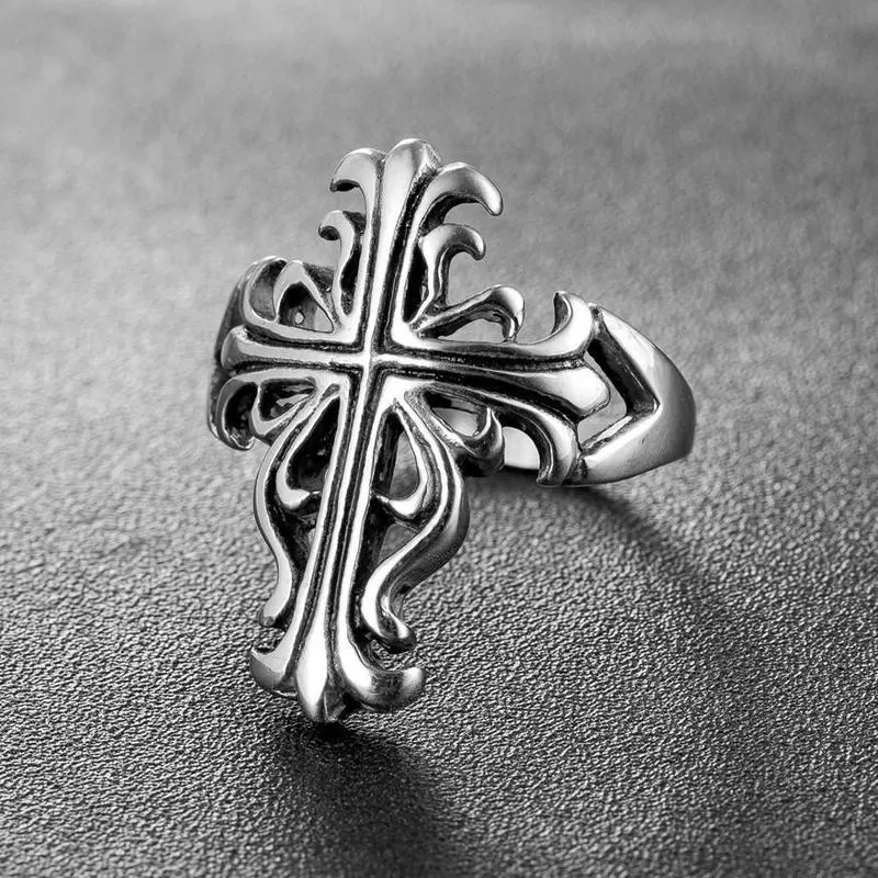 Stainless Steel Elegant Cross Ring