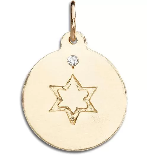 Star of David Disk Charm With Diamond