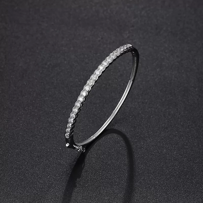 Sterling Silver Open Elegant Moissanite Bracelet