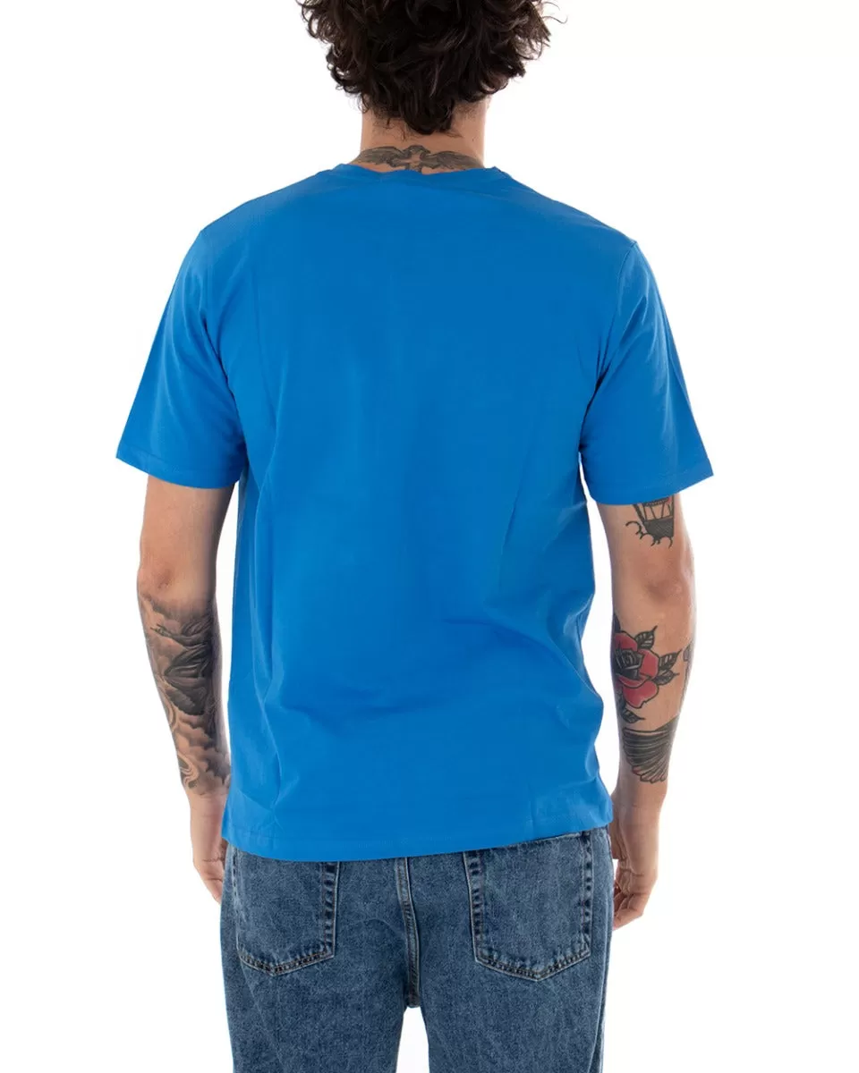 T-shirt Uomo Maniche Corte Tinta Unita Blu Royal Casual Girocollo GIOSAL-TS2513A