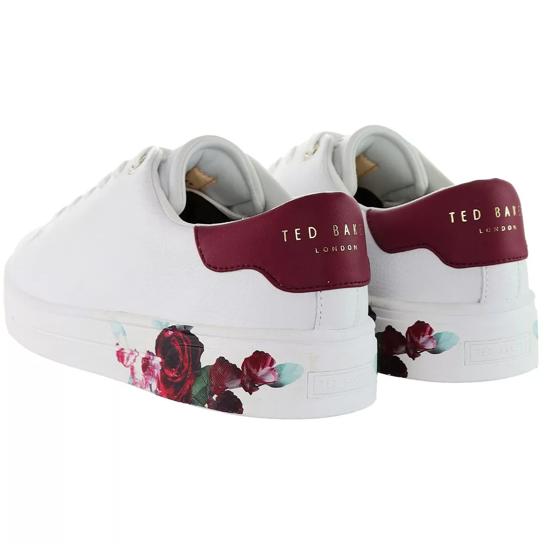 Ted Baker Arlila Rose Print Womens White Trainers