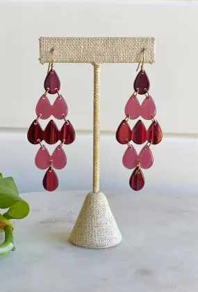 Tell Me Everything Drop Earrings In Maroon