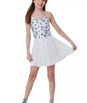 Terez Girls White Butterflies Mesh Tennis Dress