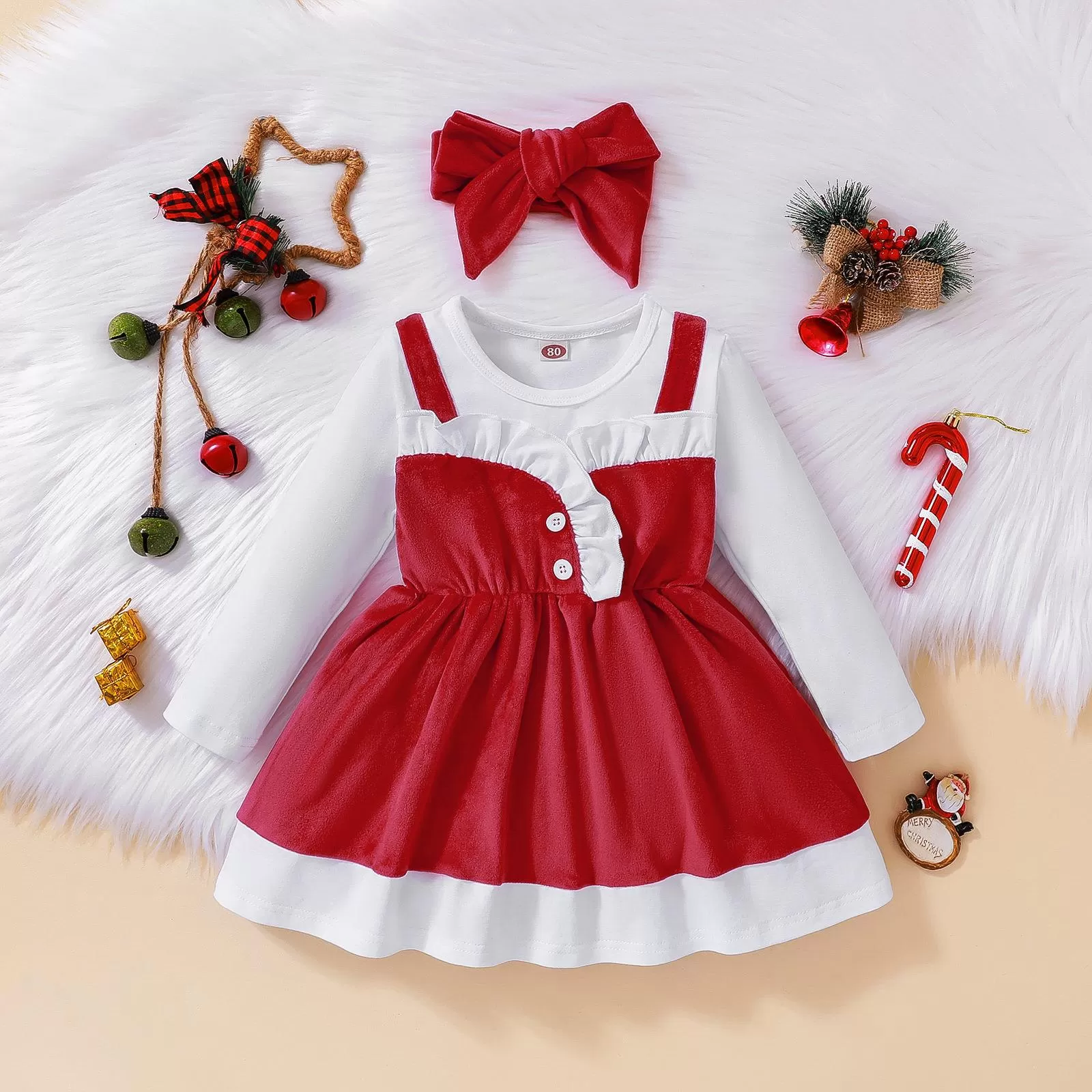 Toddler Girls Long Sleeve Christmas Dress