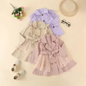 Toddler Kids Girls Solid Color Mesh Patchwork Ruffle Jacket