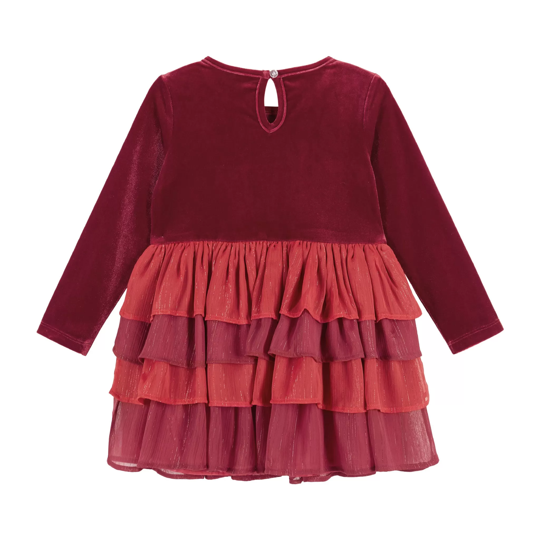 Velvet Tiered Dress  | Red