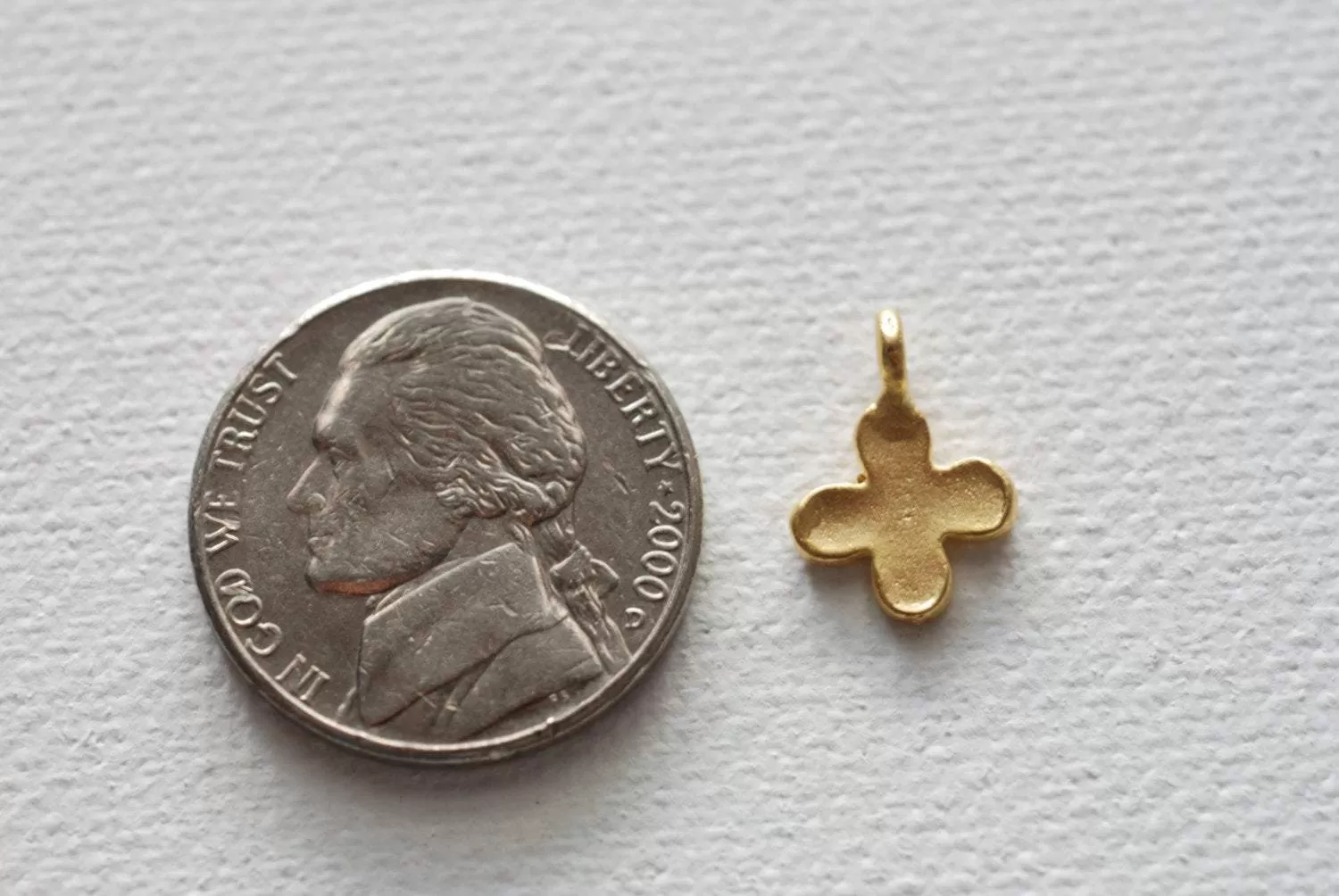 Vermeil Gold Four Leaf Clover, 18k gold Four Leaf Clover, Four leaf Petal, Matte Clover, Clover Charm, Gold Quatrefoil Charm