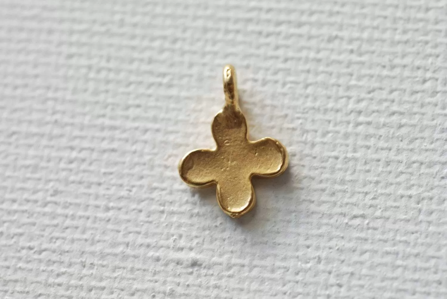 Vermeil Gold Four Leaf Clover, 18k gold Four Leaf Clover, Four leaf Petal, Matte Clover, Clover Charm, Gold Quatrefoil Charm