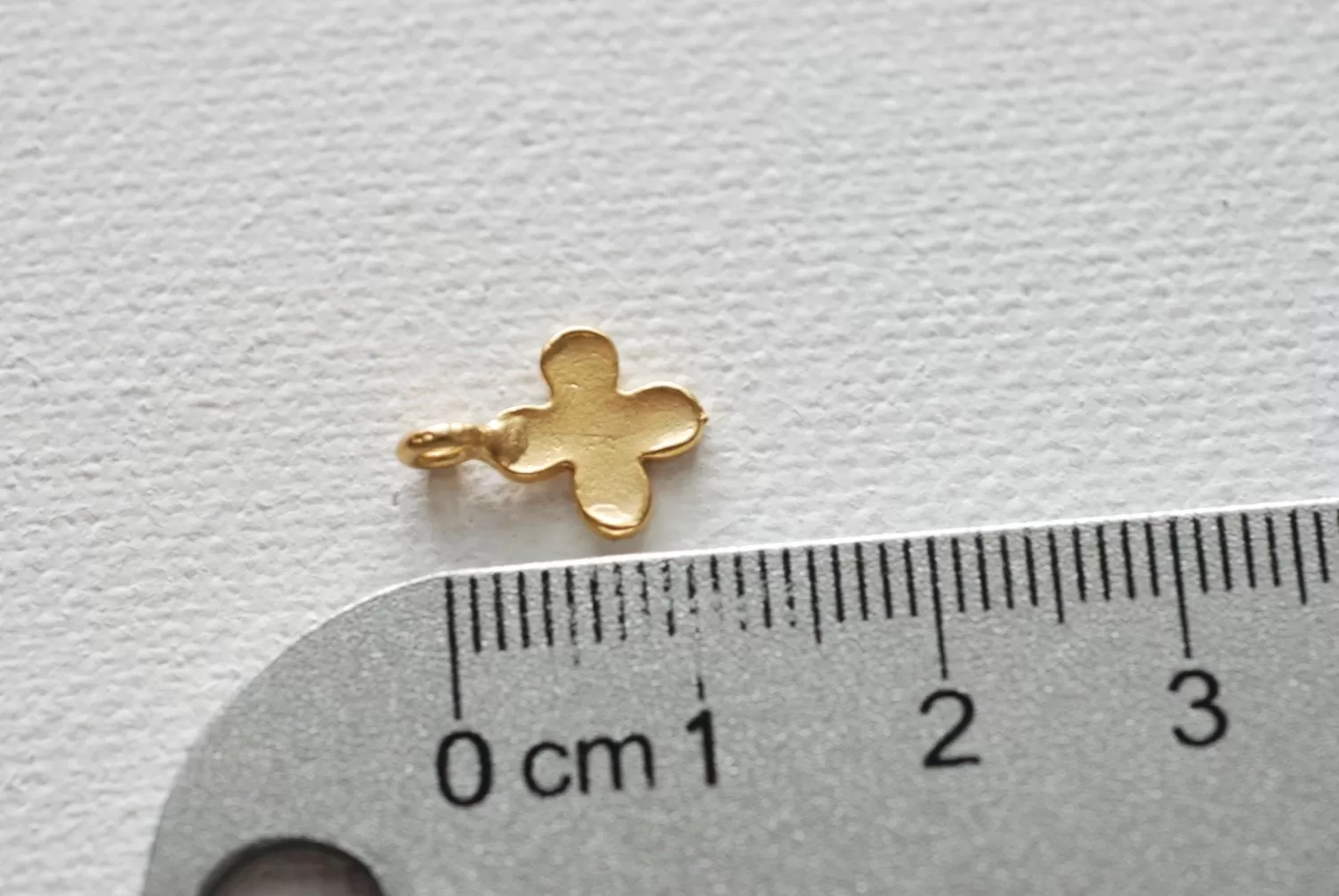 Vermeil Gold Four Leaf Clover, 18k gold Four Leaf Clover, Four leaf Petal, Matte Clover, Clover Charm, Gold Quatrefoil Charm