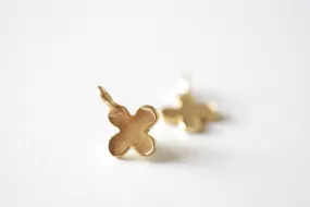 Vermeil Gold Four Leaf Clover, 18k gold Four Leaf Clover, Four leaf Petal, Matte Clover, Clover Charm, Gold Quatrefoil Charm