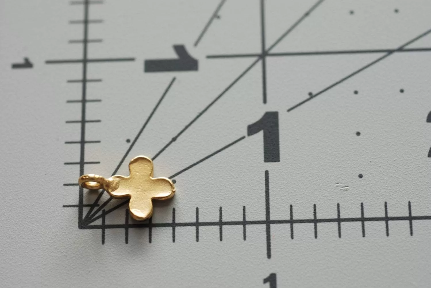 Vermeil Gold Four Leaf Clover, 18k gold Four Leaf Clover, Four leaf Petal, Matte Clover, Clover Charm, Gold Quatrefoil Charm