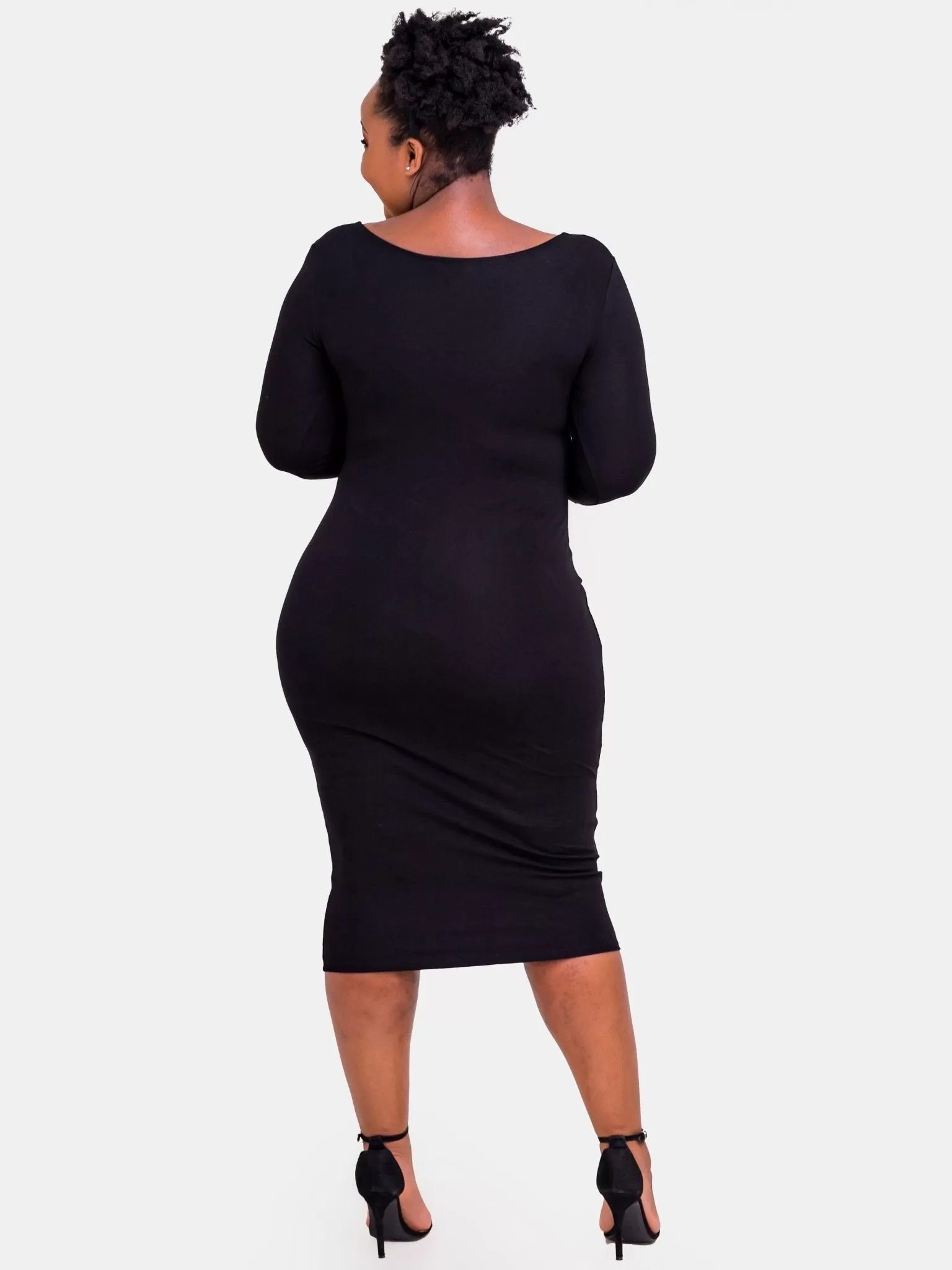 Vivo Basic 3/4 Sleeve Leila Bodycon Dress - Black