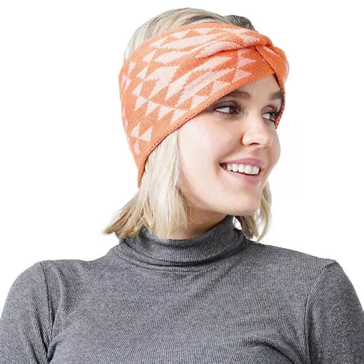 Western Pattern Knit Headband Ear Warmer Earmuffs