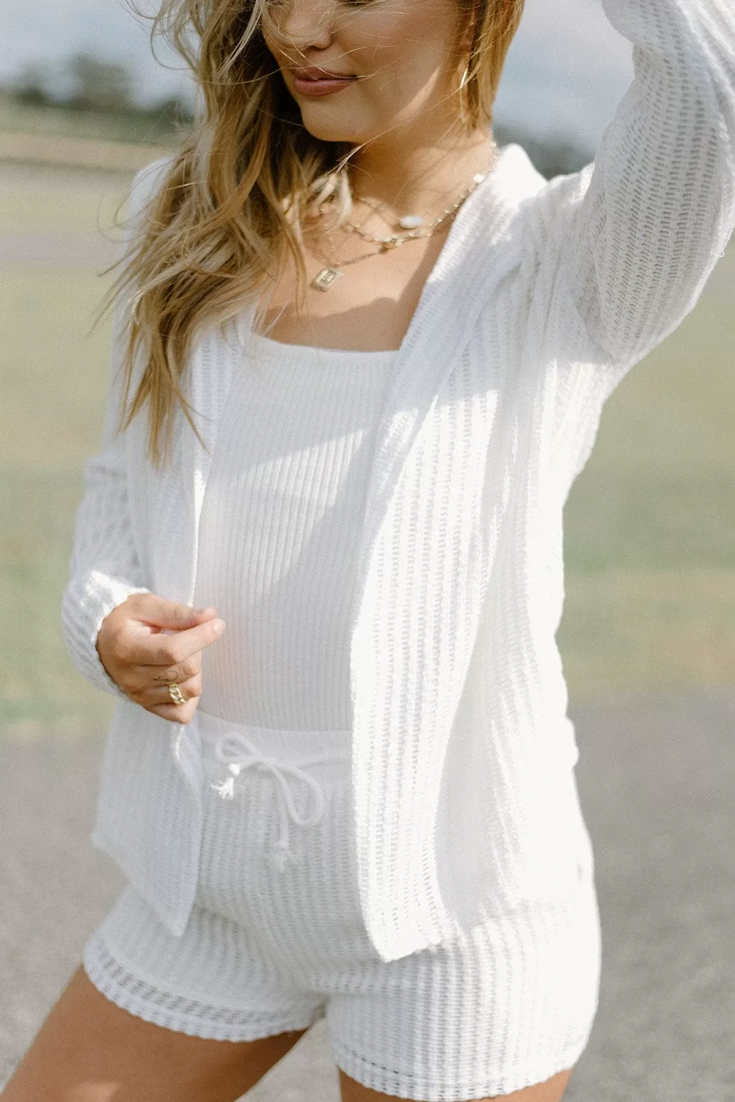 White Crochet Set Shorts